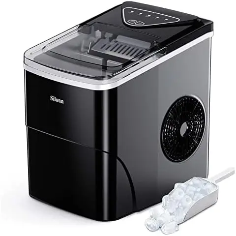 

Ice Maker Machine - Silonn 9 Cubes Ready in 6 Mins, 26lbs in 24Hrs, Self-Cleaning Ice Machine with Ice Scoop and Basket