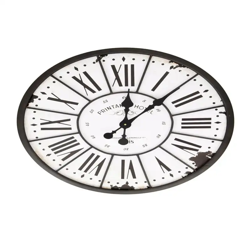 

Turn of The Century Style Metal and Wood Wall Clock