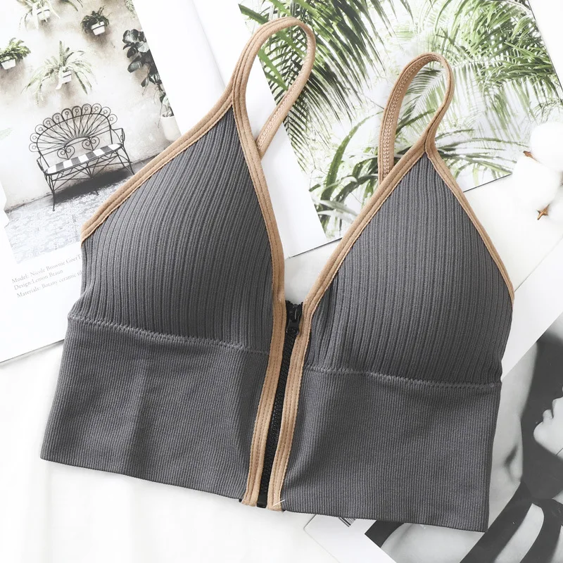 

Женский топ-труба 2022, топы, корсет с пуш-ап, укороченные топы на молнии спереди, хлопковое нижнее белье, интимное белье, красивый женский топ ...