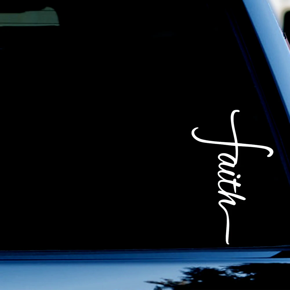 

6x3 дюйма наклейка с крестом Faith для автомобиля, грузовика, окна, бампера белого цвета