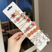 pearls hair clips fashion geometric flower barrettes headwear crystal accessorie cute for girl groups hairclip princess card