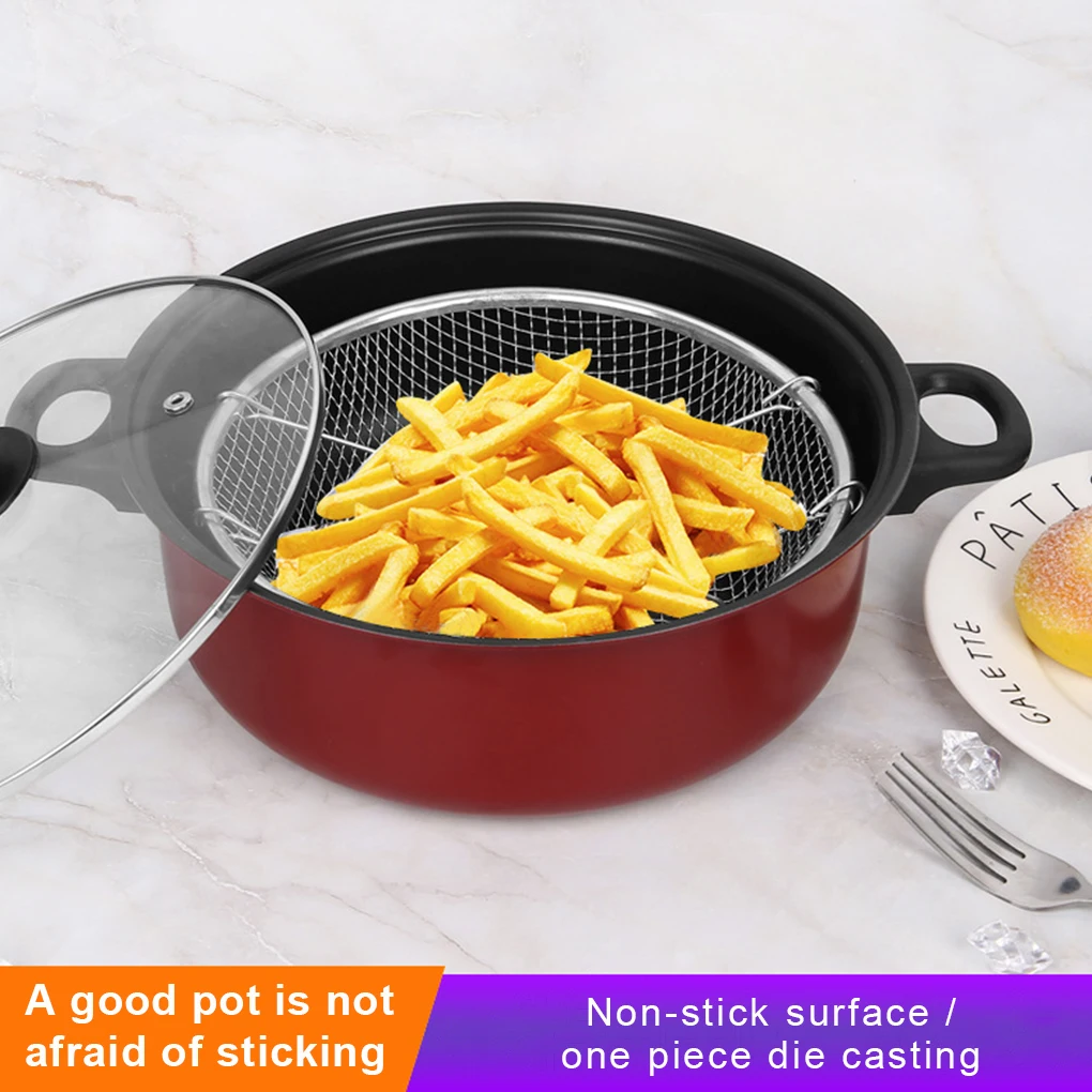 

Deep Fry Pot with Lid Stainless Steel Fryer Nonstick Pots Cookware