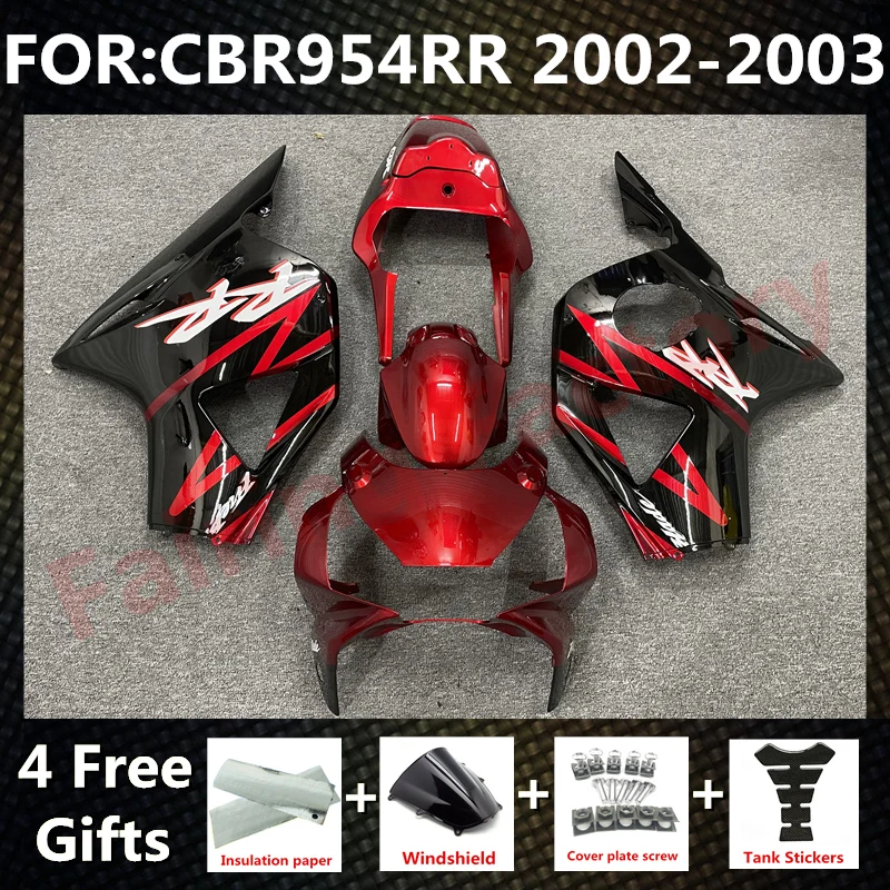 

Motorcycle Injection mold fairing kit fit For CBR 954RR 02 03 CBR954RR CBR954 RR 2002 2003 bodywork Fairings kits set red black