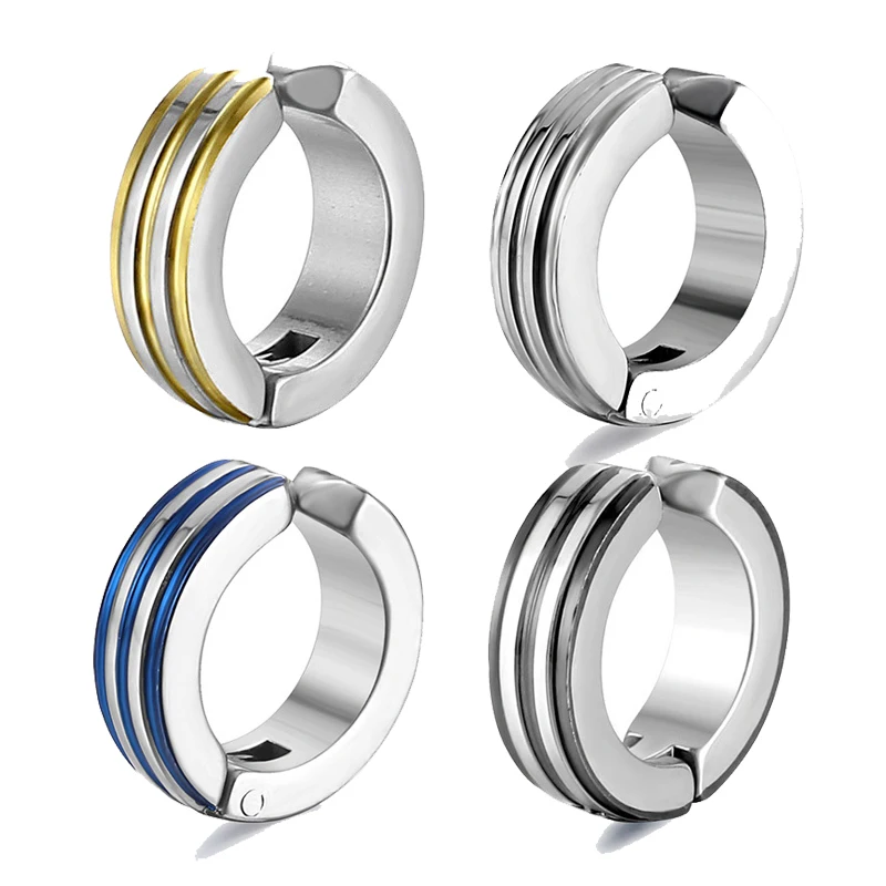 Stainless Steel Black Round Ear Cuff For Women Men Jewelry Statement Clip on Earrings Earcuff Design Circle Earring
