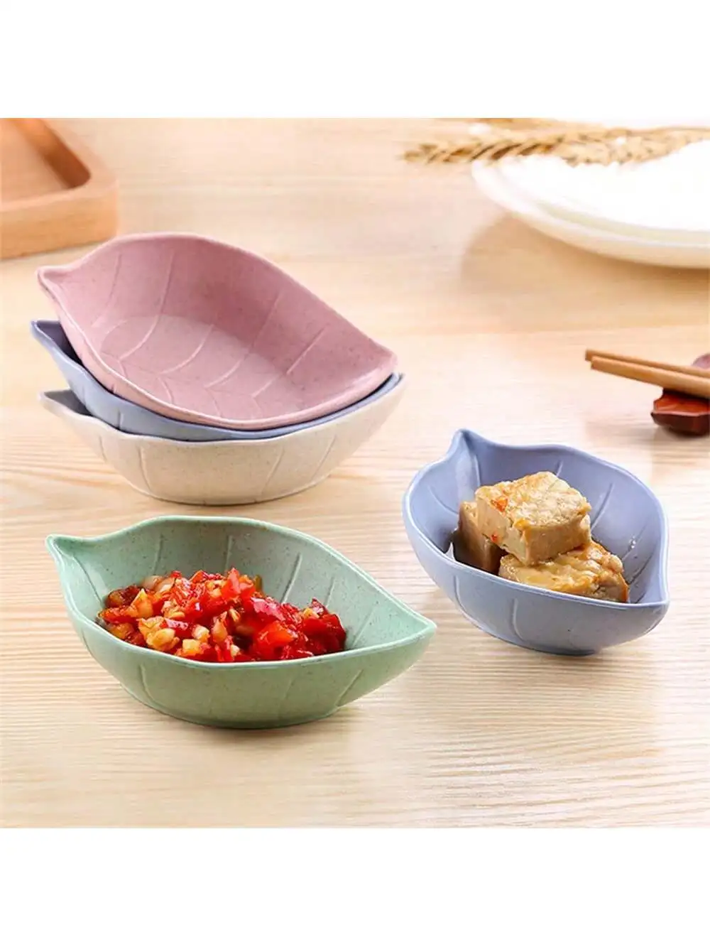 4 Упаковки Посуды Для Соуса В Форме Листьев Экологически Чистые Пластиковые