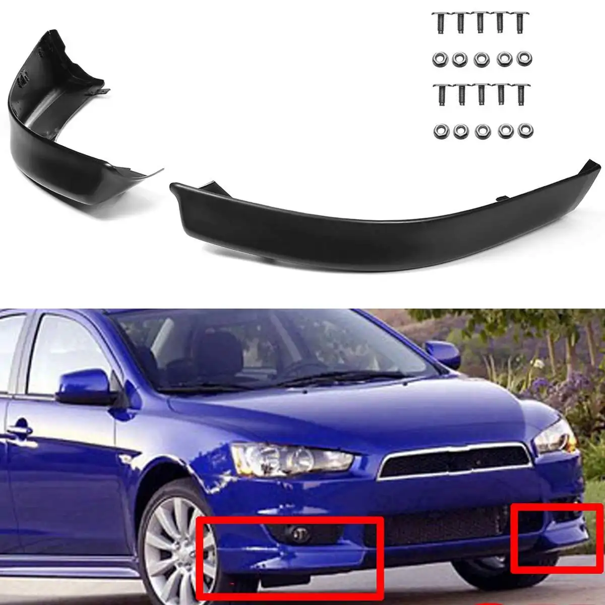 

2 шт., неокрашенные черные бамперы для Mitsubishi Lancer 2008-2015
