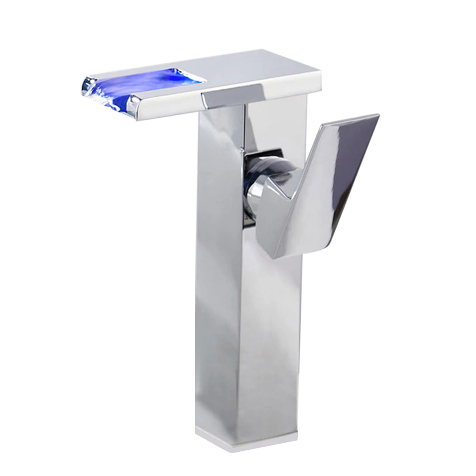 

Basin Kitchen Waterfall Mixer Tap Bathroom Faucet Hydroelectric Power Lavatory Deck Mount LED Light Temperature Color Changing