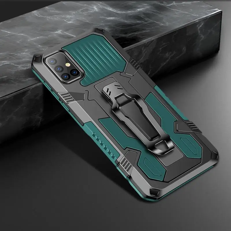 Противоударный чехол для телефона с зажимом для Samsung M01 M10 M11 M21 M31 M51, защитный чехол с кронштейном для Galaxy M30S M31S M12 M32 M52