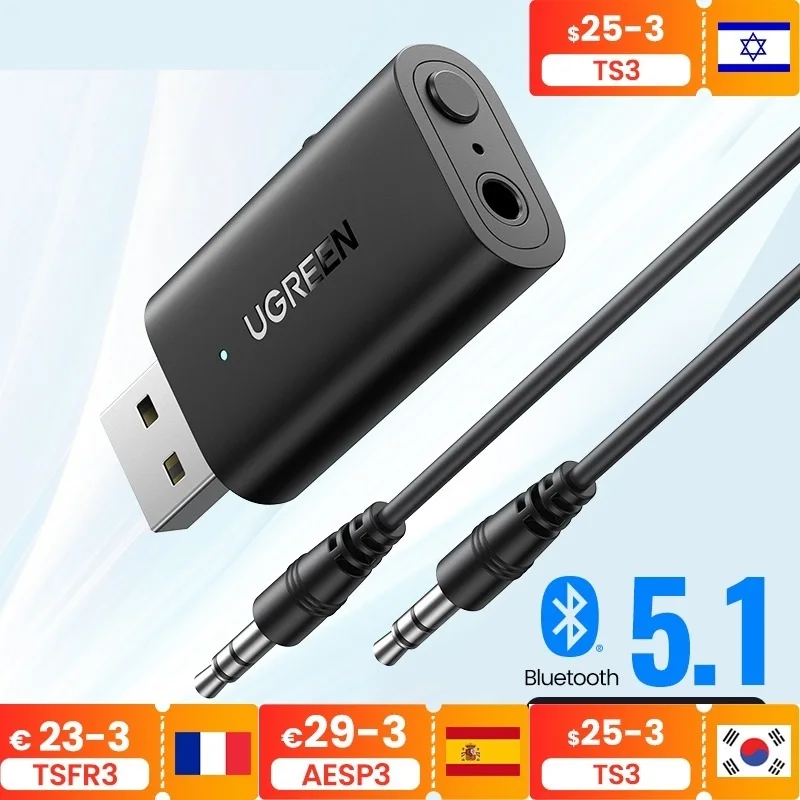 

2 in 1 Bluetooth Car Adapter Bluetooth 5.1 Stereo Transmitter Receiver Wireless 3.5mm Aux Jack Adapter Car Kit Mic