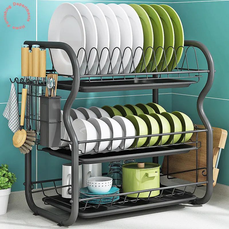 

Holder Dish With Rack Drainer Drying Holder 2022 Rack Drainer Plate Cutlery Mug Holder 3 Tier Dish Cup Cutlery Rack Dish Plates