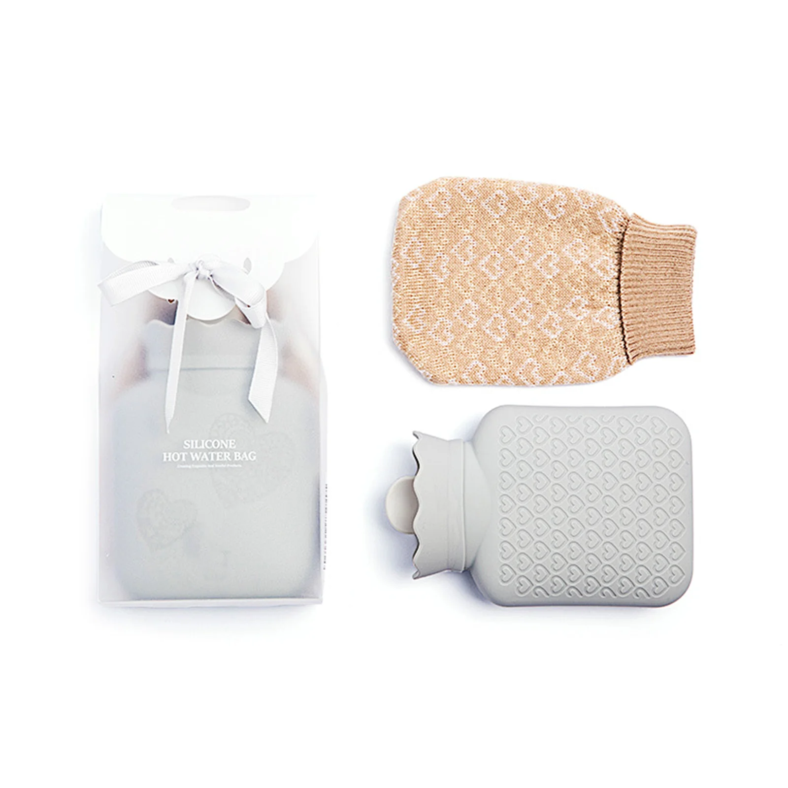 

Microwave Heating Silicone Hot Water Bottle Bag with Knit Warmth Gift for Girlfriend Mother Valentine's Day