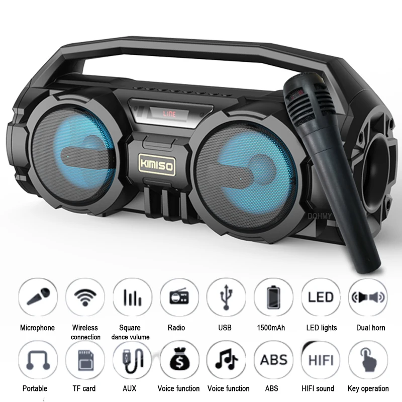 Мощные Bluetooth колонки Hifi EQ беспроводной сабвуфер домашний кинотеатр mp3-плеер радио караоке с микрофоном Super Bass Boom Box