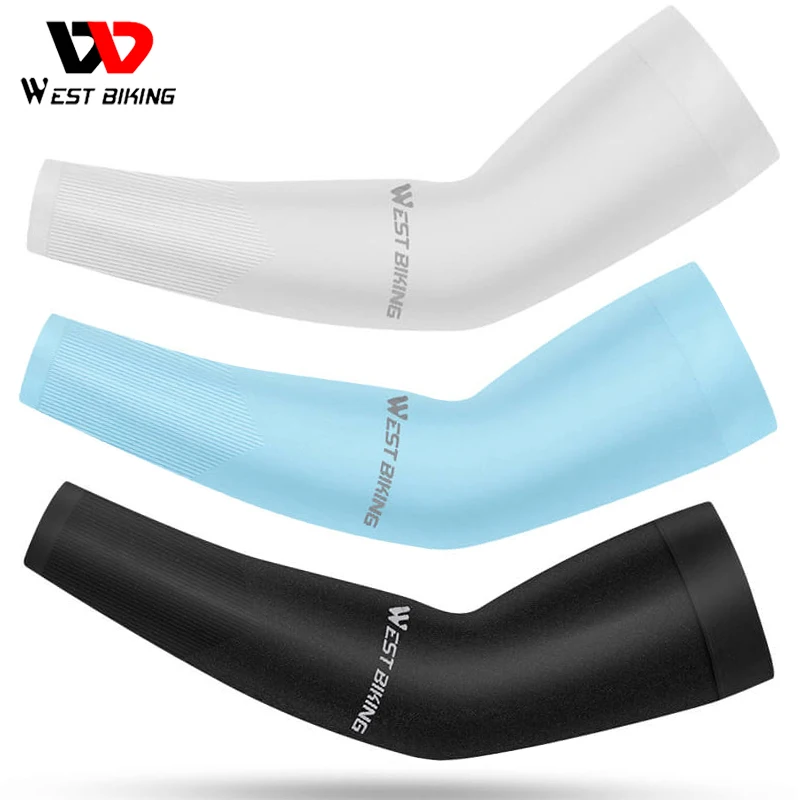 

WEST BIKING Summer Cool Arm Sleeves Ice Silk Quick Dry Running Fishing Travelling Cycling Sun Protection Sleeve Long Arm Cover