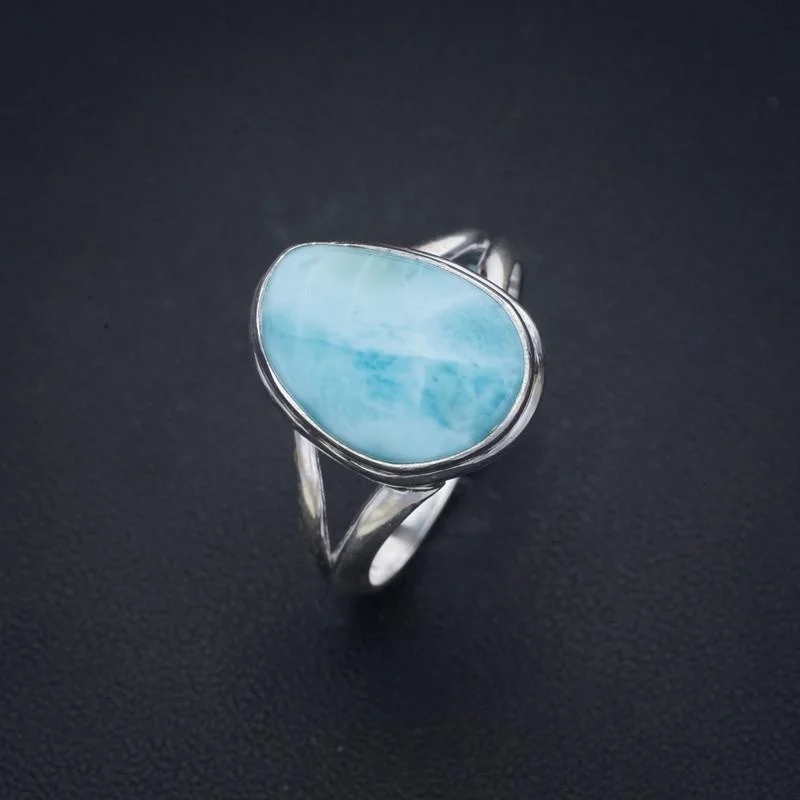 

StarGems Larimar ручной работы 925 пробы Серебряное кольцо 9 F1453
