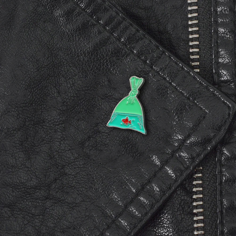 

Cartoon Green Fish Bag Goldfish Brooch Enamel Pin Red Koi Fish Fishnet Fish Bag Pins Dress Personality Badge For Women Kids Gift