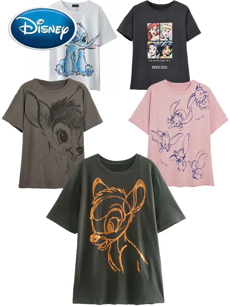 

Женская футболка с изображением героев мультфильмов Диснея, Белоснежки, принцессы Микки Мауса, повседневный пуловер с круглым вырезом, сво...
