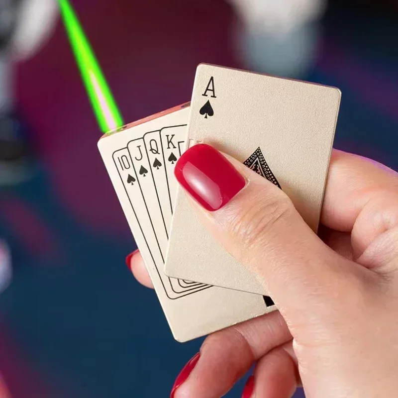 Зажигалка для покера фонарик турбобутановая газовая зажигалка креативная