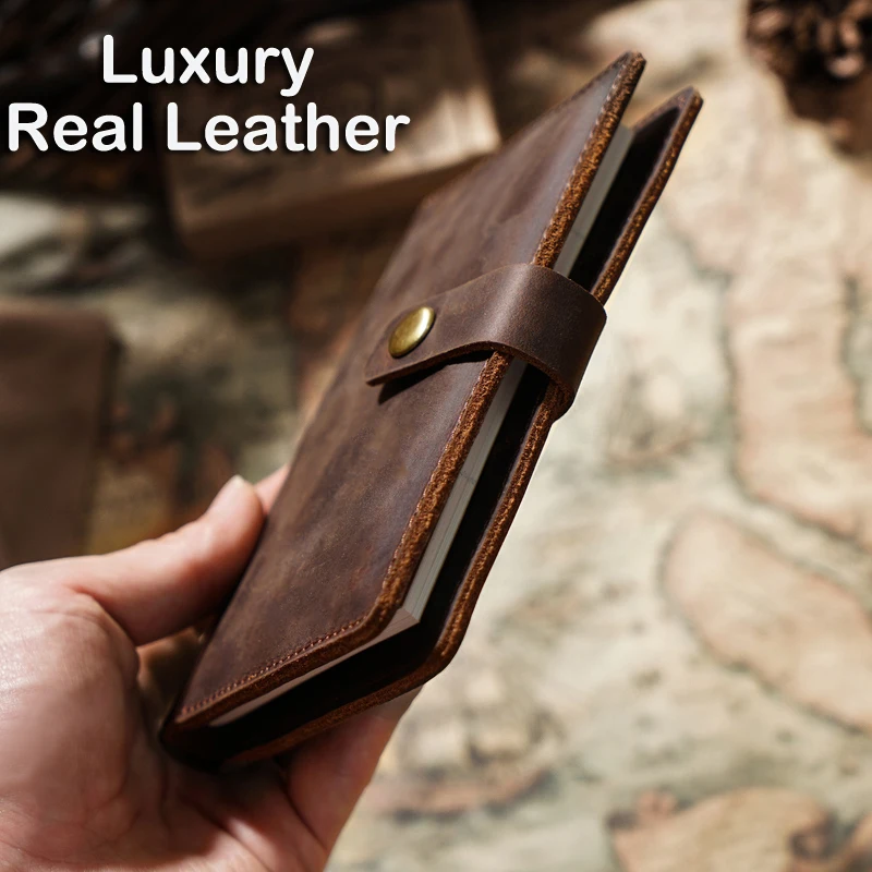 Luxury Real Leather Passport Holder Travel Wallet Crazy Horse Leather Passport Cover Card Holder for Men Women Gift for Traveler
