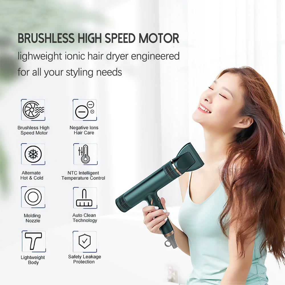Professional  Hair Dryer Strong Power Barber Salon Styling Tools Hot&Cold Wind Brushless Motor Low Noise Household Hair Dryer
