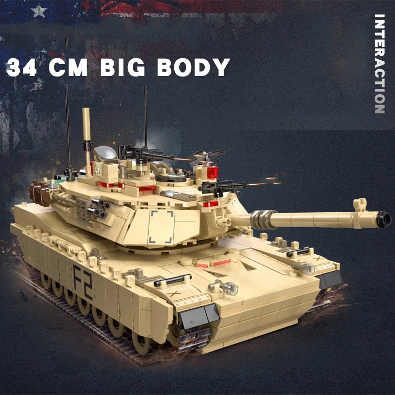

Ww2 America M1A2 Abrams Main Battle Tank Batisbrick Building Block World War Assemble Model Toy Collection Weapon Brick For Gift