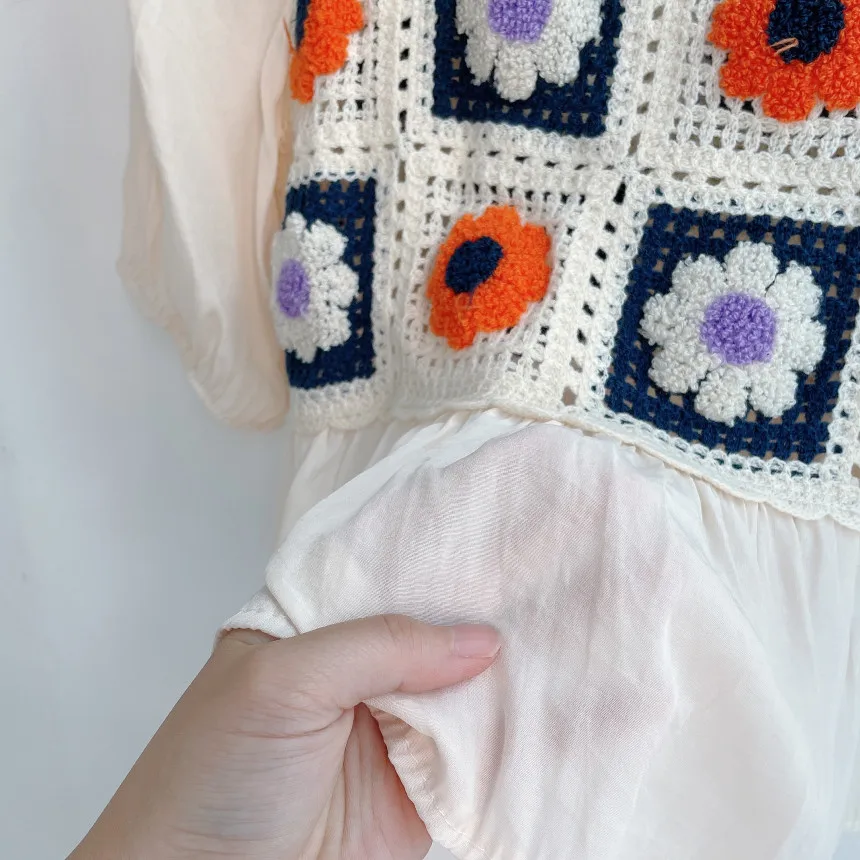 Симпатичные шифоновые блузки с цветочной вышивкой и кружевом в стиле пэчворк