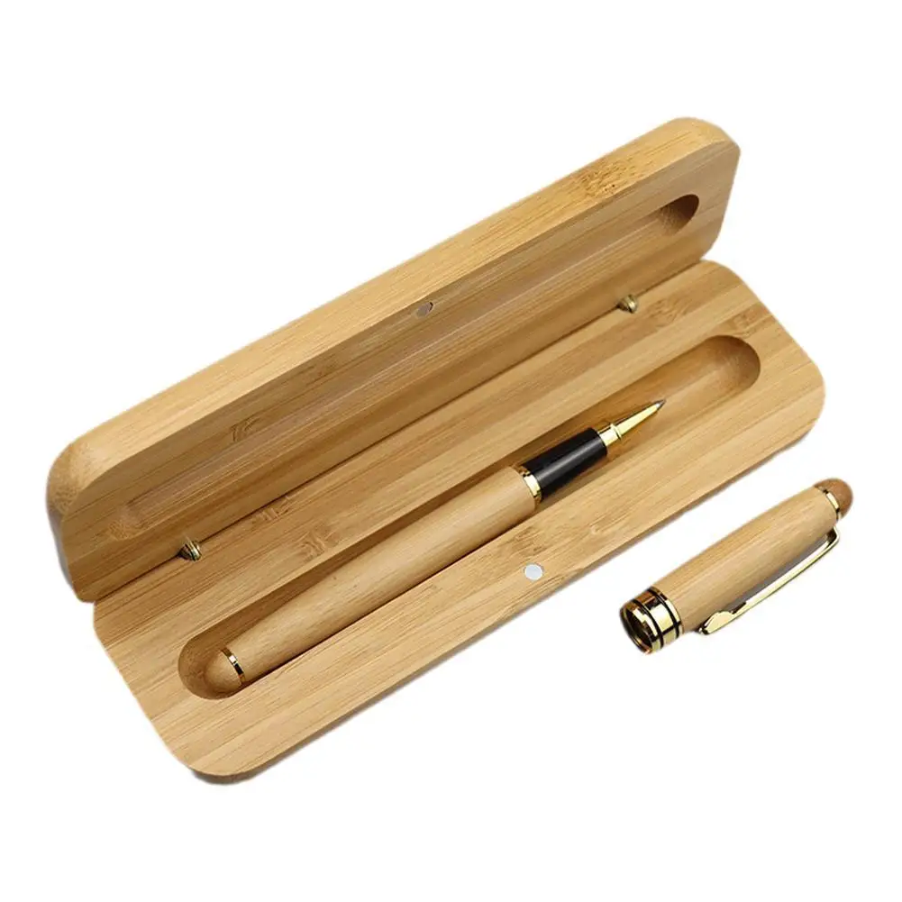 

Ручка шариковая с деревянной ручкой из бамбука, ручка перьевая с бамбуковой коробкой, набор для бизнеса, офиса, школы, канцелярские принадлежности, 2 цвета чернил