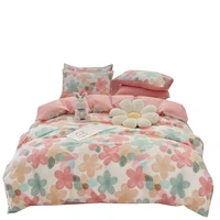 small floral bed four piece set summer pure cotton 100 cotton dormitory bed single cartoon quilt cover three piece set for women