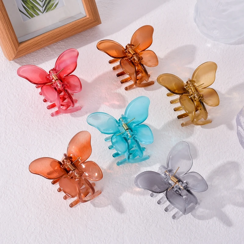 

Temperament Hair Clips Simple Claw Clip Flowers Geometric Jelly Color Girls Hair Accessories Women Hairpin Super Fairy Hairclip