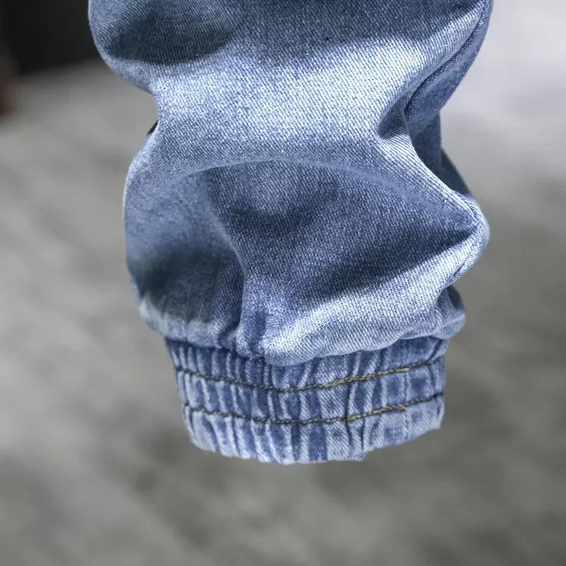 2022New Autumn New Men's Light Blue Harem Jeans Plus Size 5XL 6XL 7XL Elastic Waist Denim Pants Male Brand Trousers