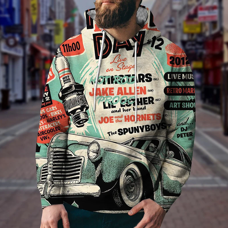 

Fall Hoodie For Men Fashion Long Sleeve Sweatshirts 3d Usa Route 66 Print Vintage Men's Hoodie Casual Oversized Clothing Tops