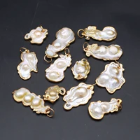 plated golden natural mother of pearl shell pendant irregural shape natural white shell pendant charms for diy jewerly necklace