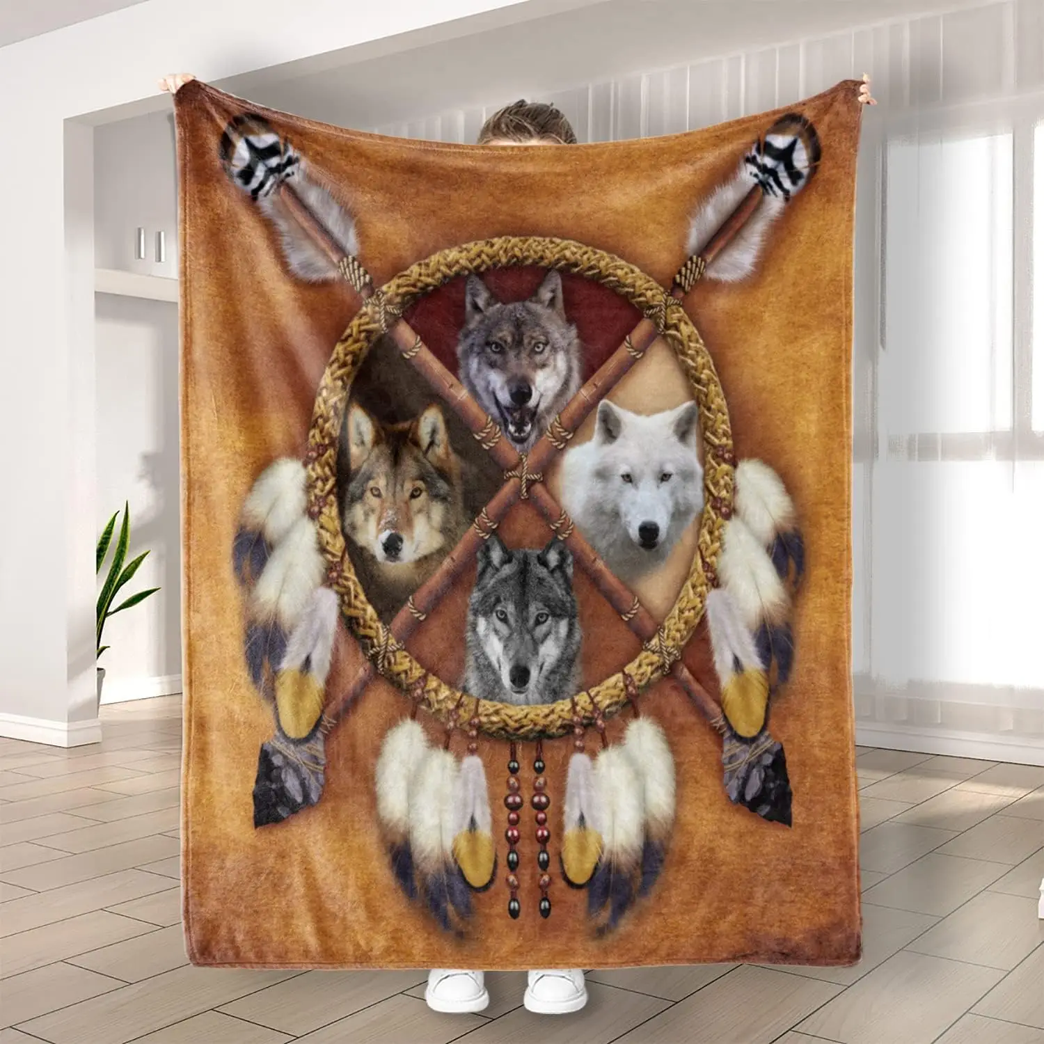 

Wolf Flannel Blanket Animal Super Warm and Soft Lightweight Fleece Blanket for Wolf Lovers for Kids Boys Girls 60 × 80