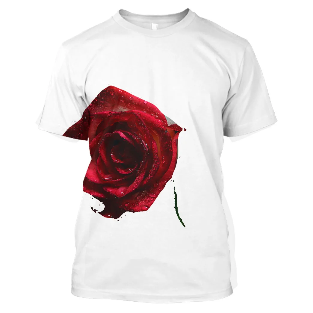 

Jumeast Men 3D Rose Graphic Tees Oversized Printed Aesthet Romantic T Shirts For Men Streetwear Colourful Harajuku Couple Outfit