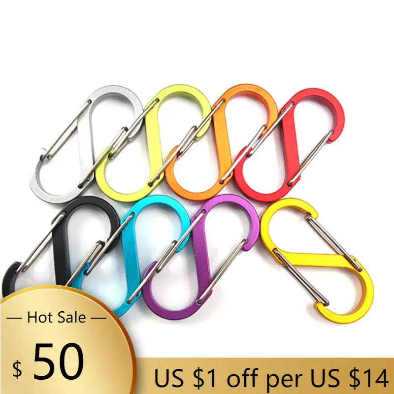 

Large Size Mini High Quality S-Shaped Keychain Carabiner 8-Shaped Buckle Aluminum Alloy Quick-Hhanging Buckle EDC Backpack Hook