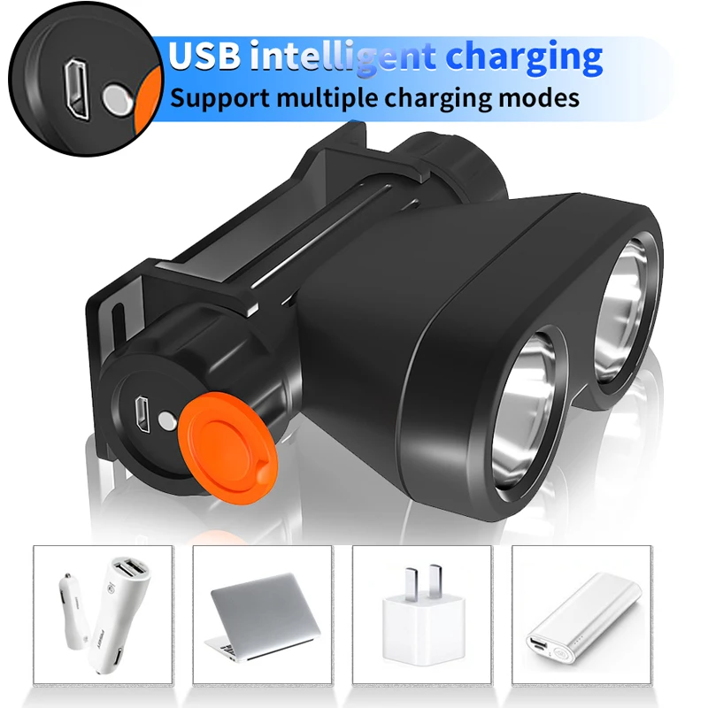 Перезаряжаемый светодиодный налобный фонарь с магнитным основанием суперъяркий