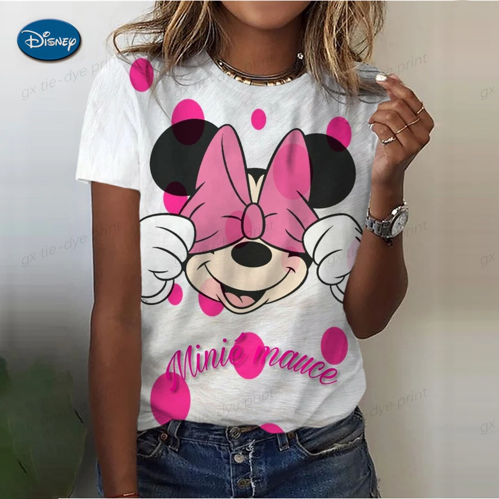 

Disney Vintage Women fashion Cartoon Mickey Minnie Summer kawaii top female Ulzzang oversized T-shirt with short sleeves 90s y2k