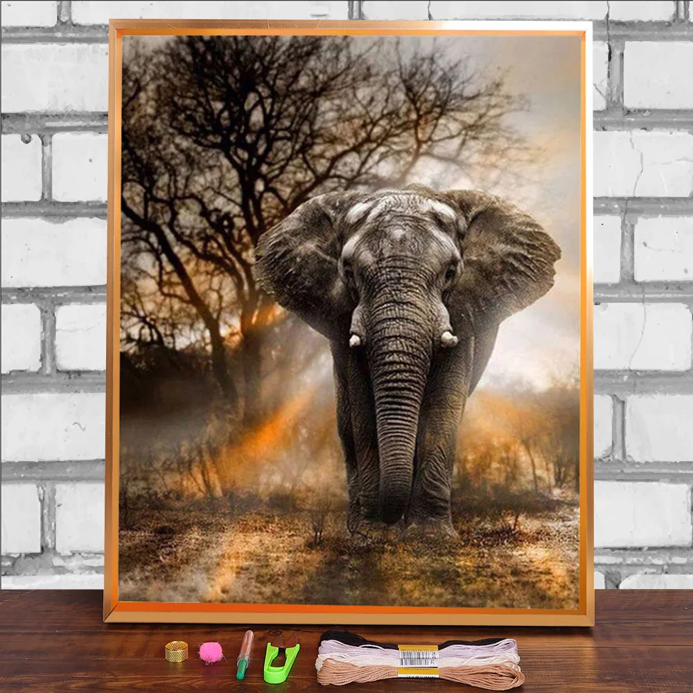 Вышивка крестиком 11CT с принтом слона и животного полный комплект для вышивки DMC