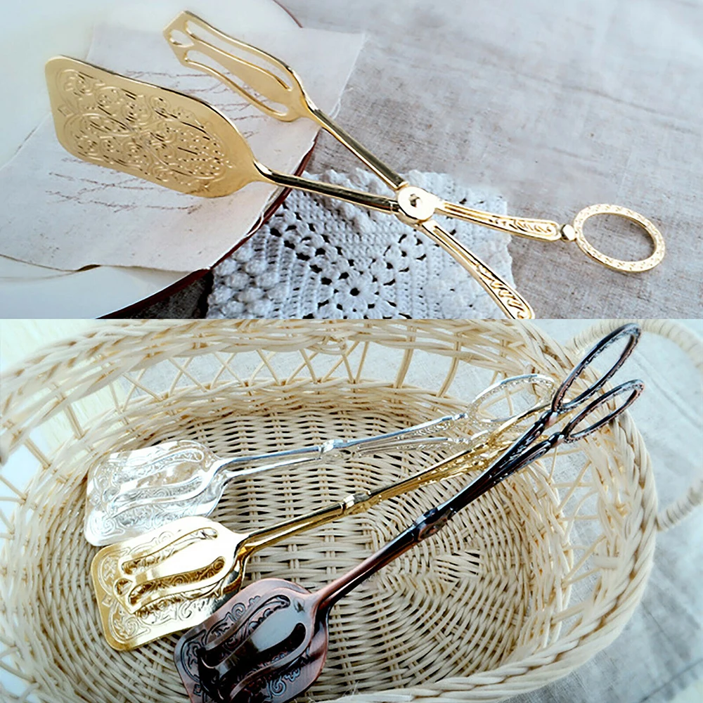 

Zinc Alloy Biscuits Salad Tongs Cake Tongs Dessert Baking Tools Food Tongs Clip Stainless Steel Salad Kitchen Clamp Ornaments