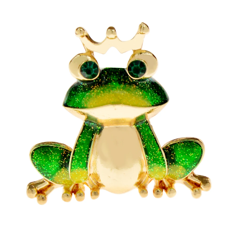 CINDY XIANG Beautiful Enamel Wear Crown Frog Brooches For Women And Men Animal Pin 2 Colors Available Cute Small Accessories |