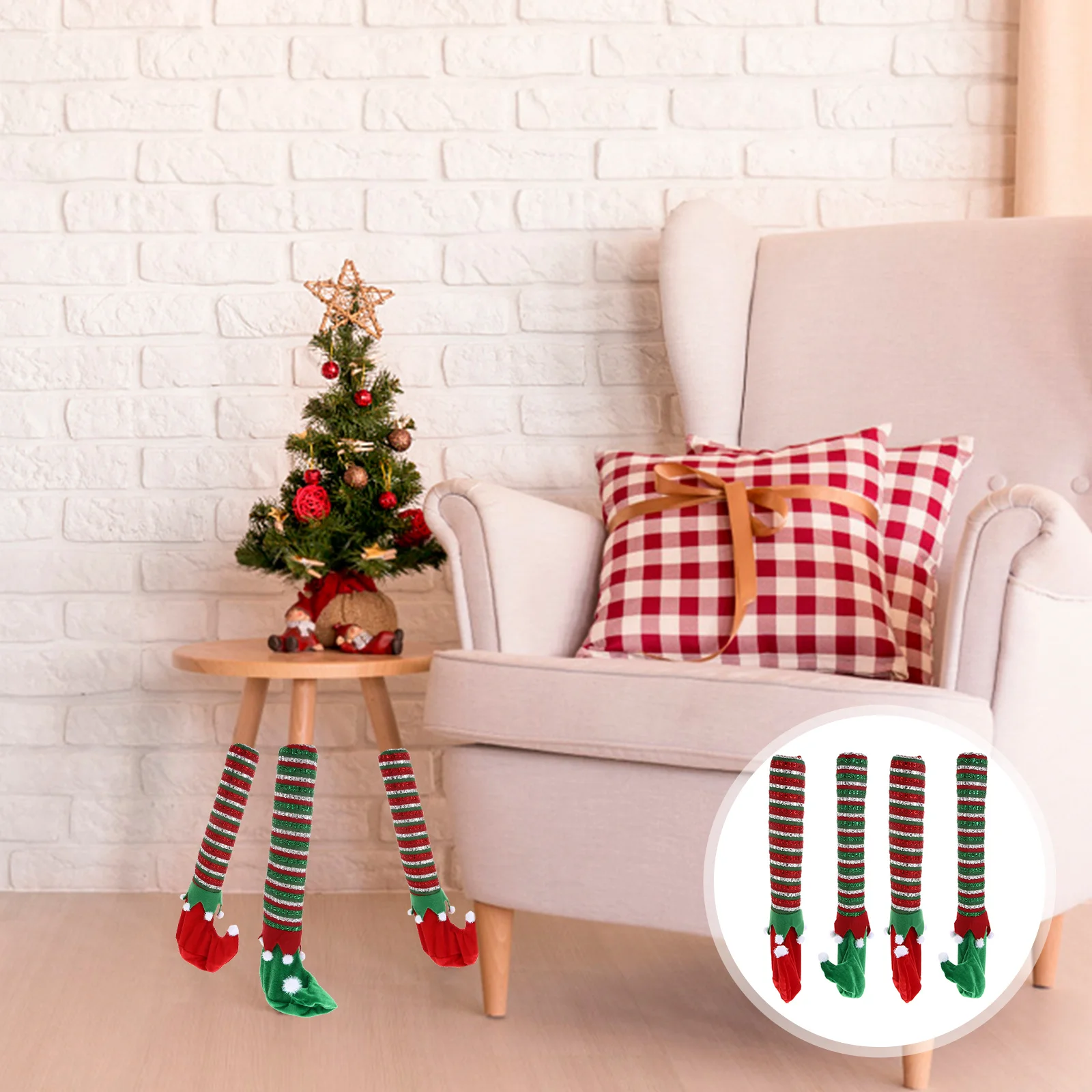 

4pcs Christmas Chair Leg Stocking Christmas Chair Leg Sleeve Cover Chair Leg Covers Christmas