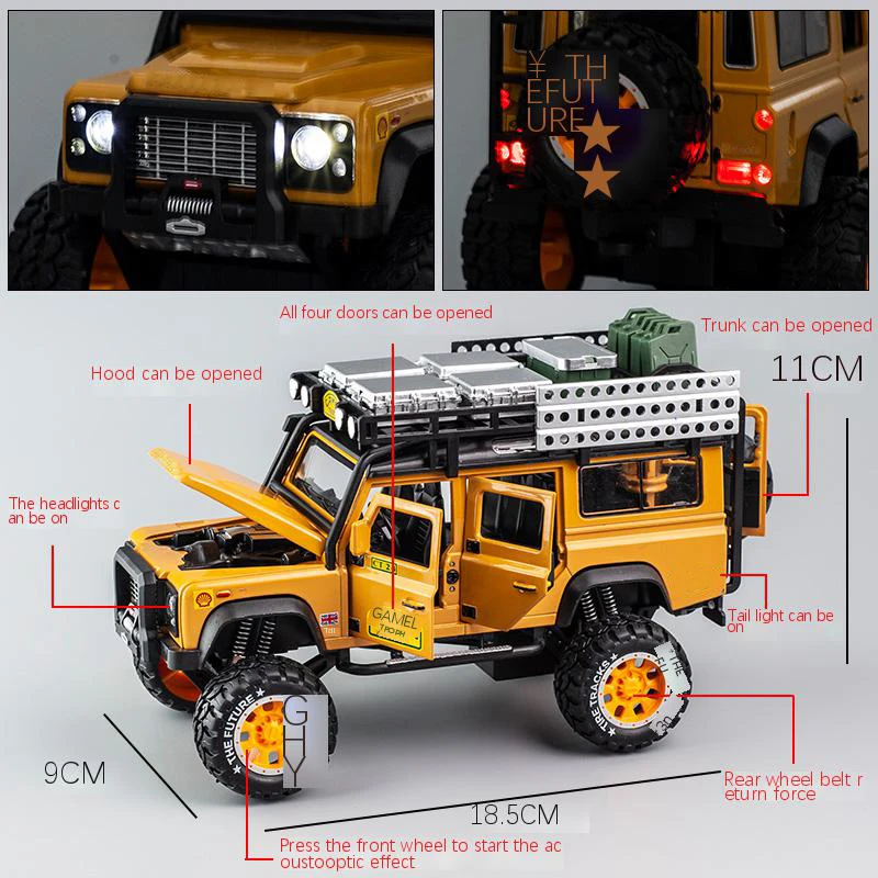 1:28 Alloy Camel Cup Defender Racing Car Model Diecast Off-road SUV Simulation Pull Back Car Kids Toy Gift Vehicle images - 6