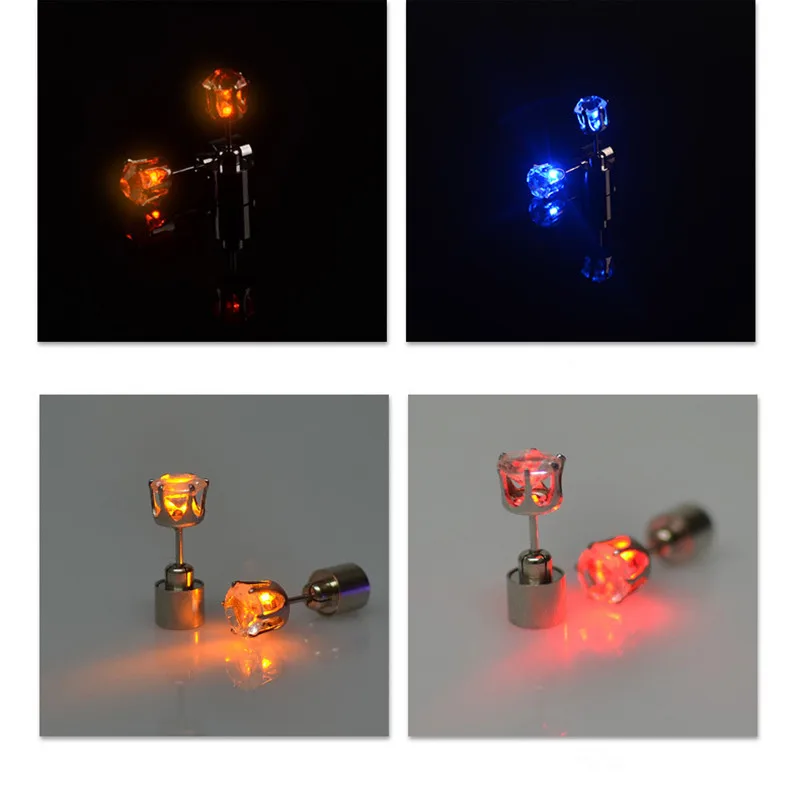 New Fashion Korean Diamond Led Light-emitting Earrings Bar KTV Nightclub Trend Luminous Flashing Earrings For Man Women Couples