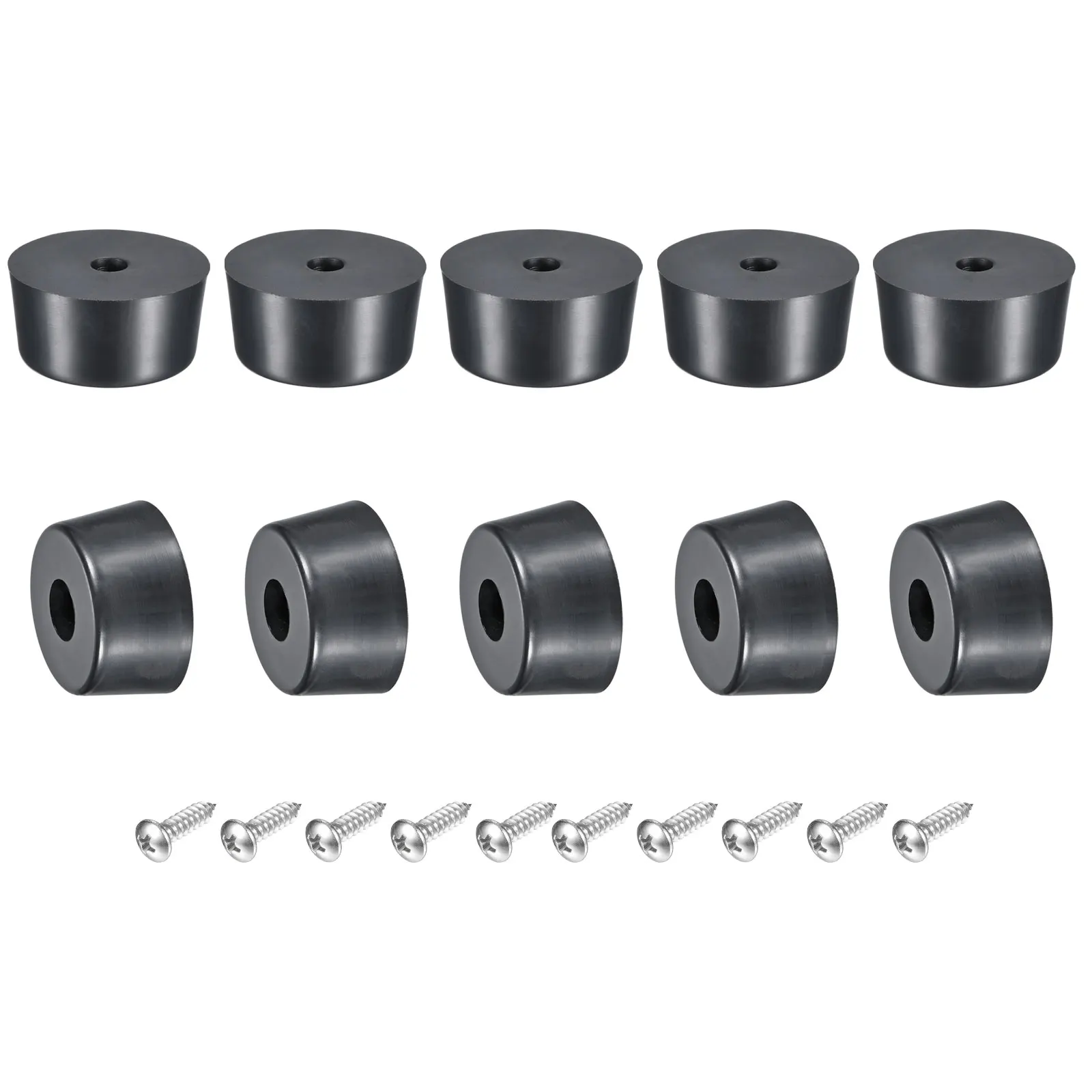 

Uxcell 12Pcs Rubber Bumper Feet, 0.55" H x 1.1" W Round Pads with Stainless Steel Washer and Screws for Furniture