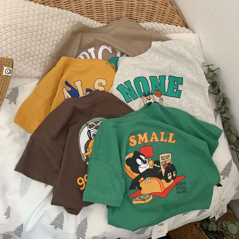 

Children's casual round neck animation children's short sleeve T-shirt for girls and boys Summer cartoon