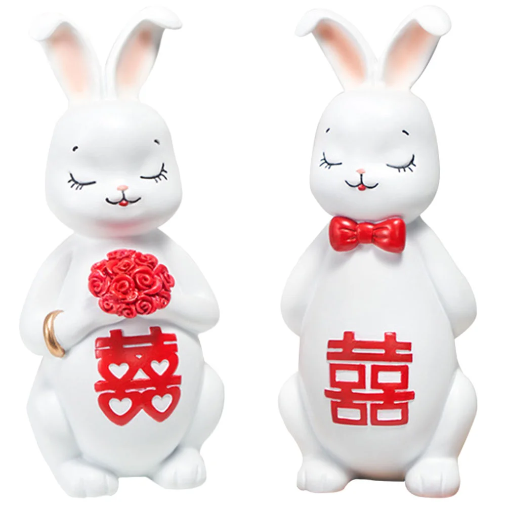 

Rabbit Statue Wedding Figurine Chinese Bunny Couple Decor Zodiac Sculpturegifts Yeargift Bridal Engagement Animal Thefigures
