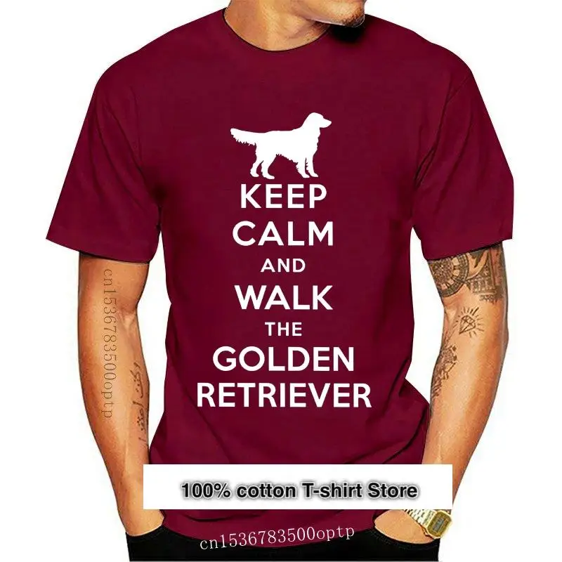 

Camiseta divertida para hombres, camisa de los amantes de los perros, Keep Calm Walk, Golden Retriever, talla S 5XXL, nueva