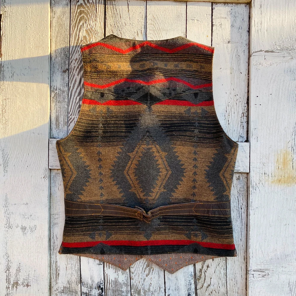 

Asian Size Super Quality Goat Skin Waistcoat Wool & Leather Stylish Durable Navajo Vest