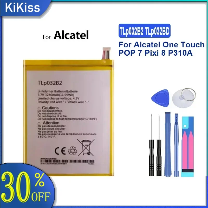 Аккумулятор 3240 мАч TLp032B2 TLp032BD для Alcatel One Touch POP 7 Pixi 8 P310A pop7 pixi8