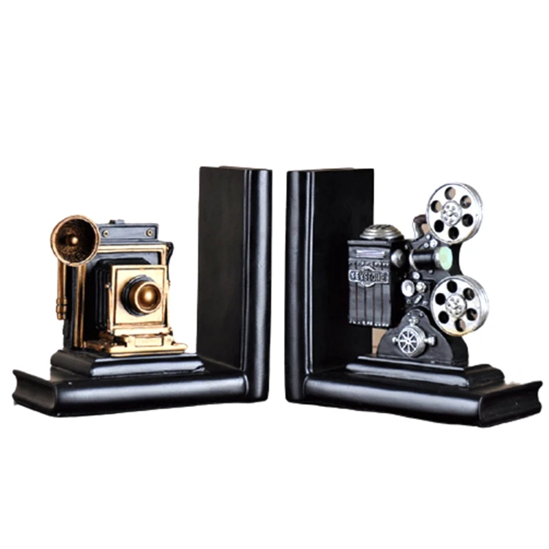 

Книжный шкаф в стиле ретро для кабинета, офисные книжные концы, украшения для офиса, книжная полка с камерой