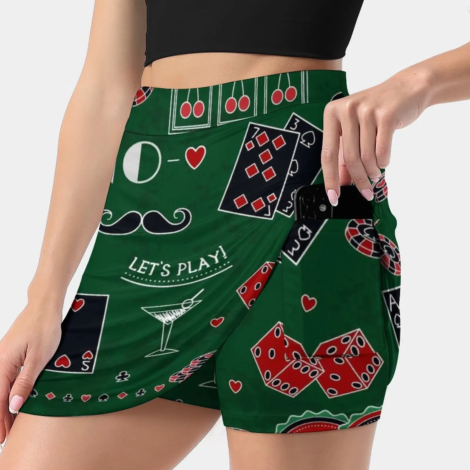 

Тема казино. Азартные символы. Женская юбка со скрытыми карманами, юбка для тенниса, юбки для гольфа, юбки для бадминтона, юбки для бега